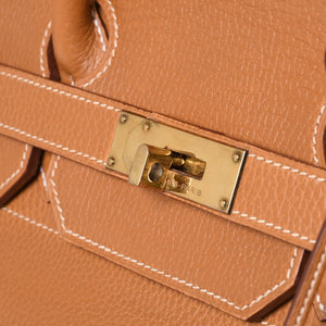 Very Good Condition HERMES Haut a Courroies Hautacroix 45 Handbag Ardennes Natural Gold Hardware ○X Stamp Used 4a001377
