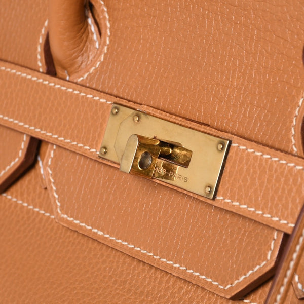 Very Good Condition HERMES Haut a Courroies Hautacroix 45 Handbag Ardennes Natural Gold Hardware ○X Stamp Used 4a001377