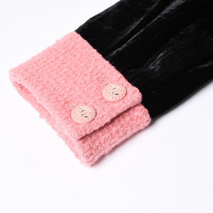 極美品 CHANEL シャネル ロングコート P73309V64833 サイズ36 ココマーク コーデュロイ ツイード ブラック ピンク 中古 4a001246
