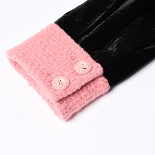 極美品 CHANEL シャネル ロングコート P73309V64833 サイズ36 ココマーク コーデュロイ ツイード ブラック ピンク 中古 4a001246