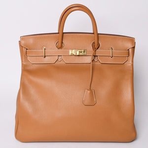 Very Good Condition HERMES Haut a Courroies Hautacroix 45 Handbag Ardennes Natural Gold Hardware ○Z Stamp Used 4a001378