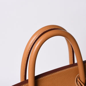 Very Good Condition HERMES Haut a Courroies Hautacroix 45 Handbag Ardennes Natural Gold Hardware ○Z Stamp Used 4a001378