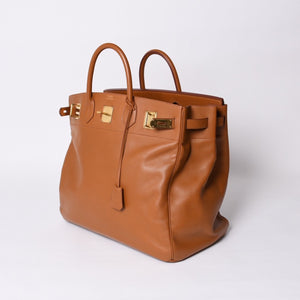 極美品 HERMES エルメス Haut a Courroies オータクロア45 ハンドバッグ ゴールド クシュベル ゴールド金具 ○Z刻印 中古 4a001376