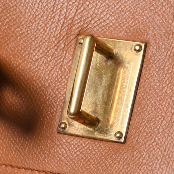 極美品 HERMES エルメス Haut a Courroies オータクロア45 ハンドバッグ ゴールド クシュベル ゴールド金具 ○Z刻印 中古 4a001376