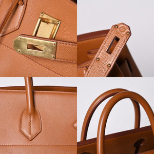 極美品 HERMES エルメス Haut a Courroies オータクロア45 ハンドバッグ ゴールド クシュベル ゴールド金具 ○Z刻印 中古 4a001376