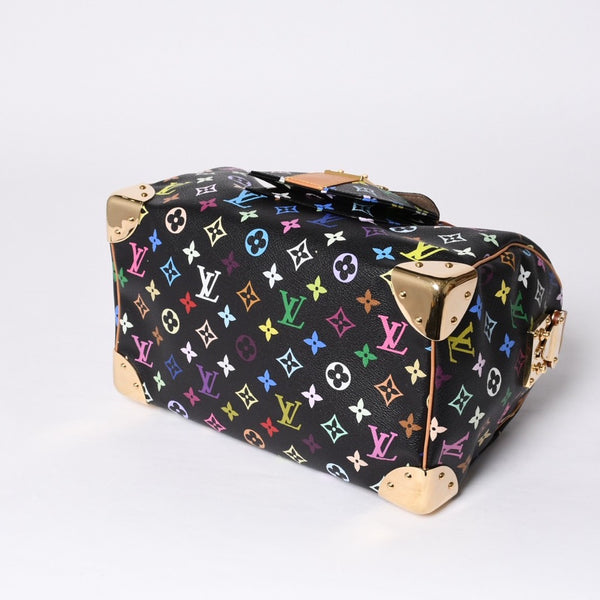Very Good Condition LOUIS VUITTON Speedy 30 Handbag M92642 Monogram Multicolor Black Gold Hardware Takashi Murakami Used 4a000918