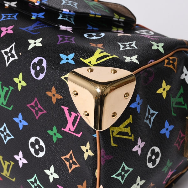 Very Good Condition LOUIS VUITTON Speedy 30 Handbag M92642 Monogram Multicolor Black Gold Hardware Takashi Murakami Used 4a000918