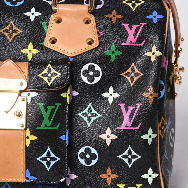 Very Good Condition LOUIS VUITTON Speedy 30 Handbag M92642 Monogram Multicolor Black Gold Hardware Takashi Murakami Used 4a000918