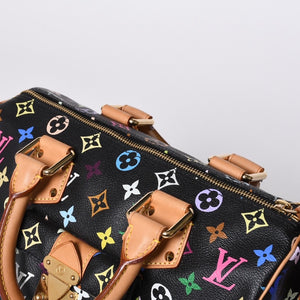 Very Good Condition LOUIS VUITTON Speedy 30 Handbag M92642 Monogram Multicolor Black Gold Hardware Takashi Murakami Used 4a000918