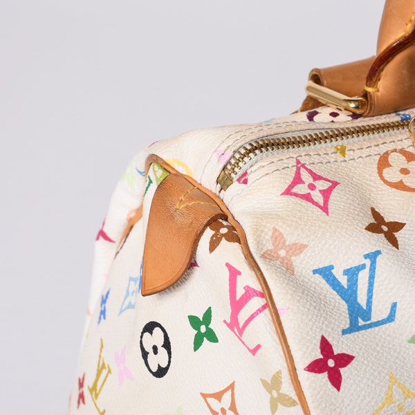LOUIS VUITTON Speedy 30 Handbag M92643 Monogram Multicolor Takashi Murakami White Used 4a001018
