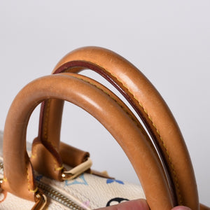 LOUIS VUITTON Speedy 30 Handbag M92643 Monogram Multicolor Takashi Murakami White Used 4a001018