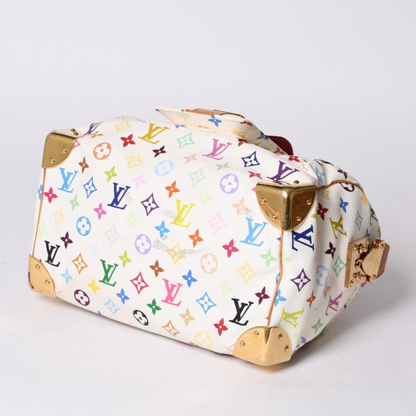LOUIS VUITTON Speedy 30 Handbag M92643 Monogram Multicolor Takashi Murakami White Used 4a001018