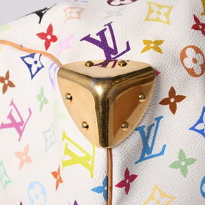 LOUIS VUITTON Speedy 30 Handbag M92643 Monogram Multicolor Takashi Murakami White Used 4a001018