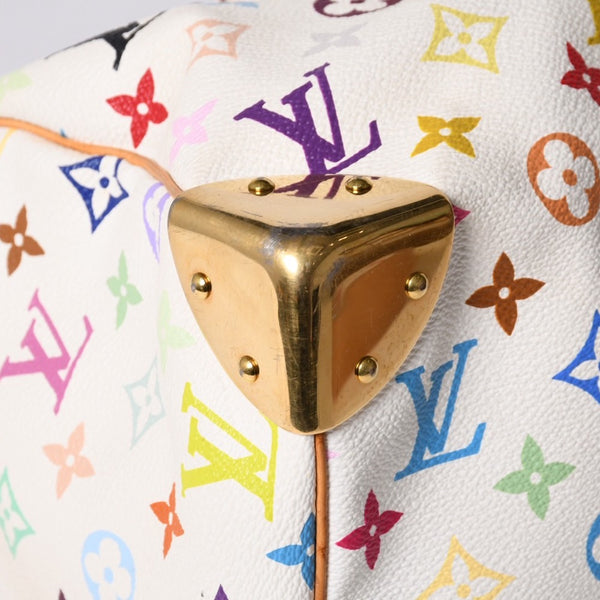 LOUIS VUITTON Speedy 30 Handbag M92643 Monogram Multicolor Takashi Murakami White Used 4a001018