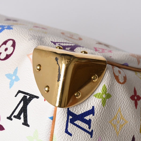 LOUIS VUITTON Speedy 30 Handbag M92643 Monogram Multicolor Takashi Murakami White Used 4a001018