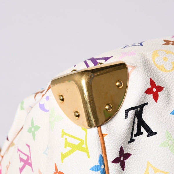 LOUIS VUITTON Speedy 30 Handbag M92643 Monogram Multicolor Takashi Murakami White Used 4a001018