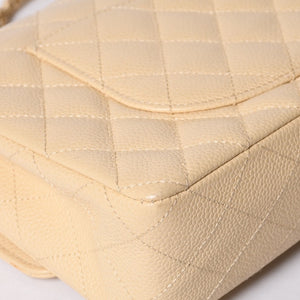 極美品 CHANEL シャネル マトラッセ25 Wフラップ Wチェーンショルダーバッグ 9番台 キャビアスキン ベージュ ゴールド金具 中古 4a001062