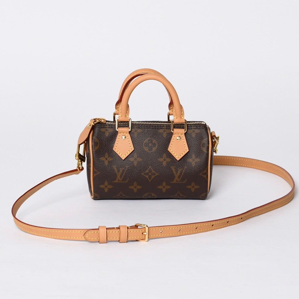 Like new LOUIS VUITTON Nano Speedy Handbag 2WAY Bag M81085 Monogram Used 4a000995