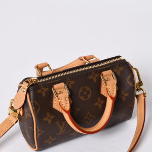 Like new LOUIS VUITTON Nano Speedy Handbag 2WAY Bag M81085 Monogram Used 4a000995