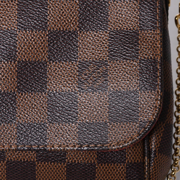LOUIS VUITTON Shoulder Bag Damier Favorite MM Damier Canvas N41129 Brown Good Condition Used 4a000731