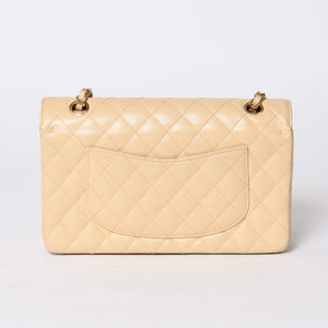 極美品 CHANEL シャネル マトラッセ25 Wフラップ Wチェーンショルダーバッグ 9番台 キャビアスキン ベージュ ゴールド金具 中古 4a001062