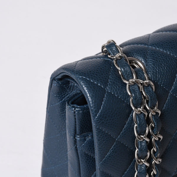 Very good condition CHANEL Chanel Matelasse 25 W flap W chain shoulder bag AO1112 Green series 20s Caviar skin Silver hardware Used 4a001061