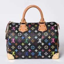 画像をギャラリービューアに読み込む, 極美品 LOUIS VUITTON ルイヴィトン スピーディ30 ハンドバッグ M92642 モノグラム マルチカラー ブラック ゴールド金具 村上隆 中古 4a000918