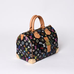 Very Good Condition LOUIS VUITTON Speedy 30 Handbag M92642 Monogram Multicolor Black Gold Hardware Takashi Murakami Used 4a000918
