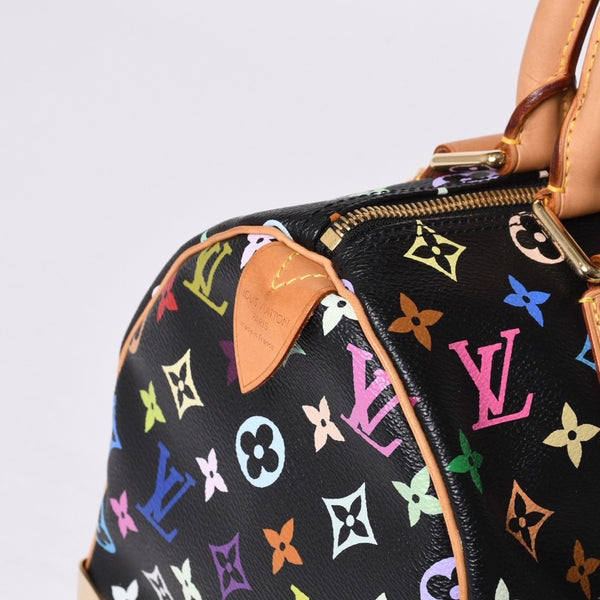 Very Good Condition LOUIS VUITTON Speedy 30 Handbag M92642 Monogram Multicolor Black Gold Hardware Takashi Murakami Used 4a000918