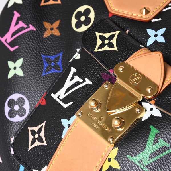 Very Good Condition LOUIS VUITTON Speedy 30 Handbag M92642 Monogram Multicolor Black Gold Hardware Takashi Murakami Used 4a000918