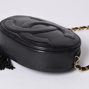 CHANEL Chain shoulder bag No. 1 here mark patch lambskin fringe black gold hardware mint condition used 4a000933