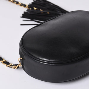 CHANEL Chain shoulder bag No. 1 here mark patch lambskin fringe black gold hardware mint condition used 4a000933