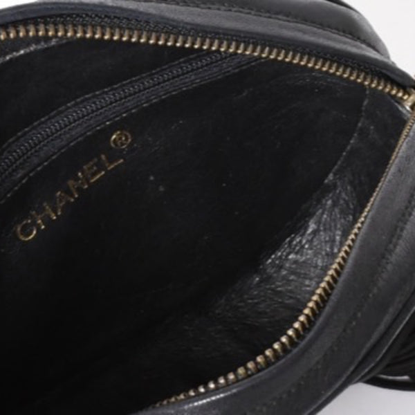 CHANEL Chain shoulder bag No. 1 here mark patch lambskin fringe black gold hardware mint condition used 4a000933