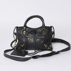 BALENCIAGA Giant Mini City 2WAY Handbag 300295 Black Leather Good Condition Used 4a001117