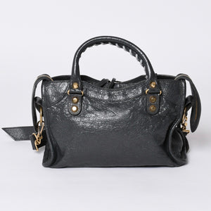 BALENCIAGA Giant Mini City 2WAY Handbag 300295 Black Leather Good Condition Used 4a001117