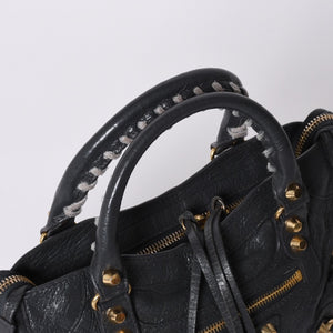 BALENCIAGA Giant Mini City 2WAY Handbag 300295 Black Leather Good Condition Used 4a001117