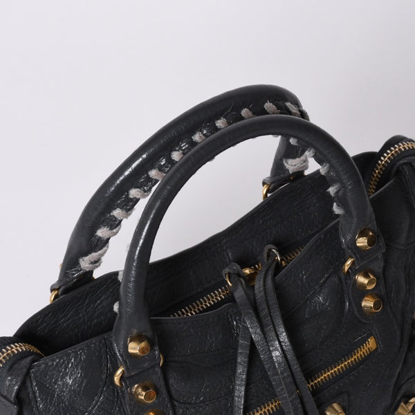 BALENCIAGA Giant Mini City 2WAY Handbag 300295 Black Leather Good Condition Used 4a001117