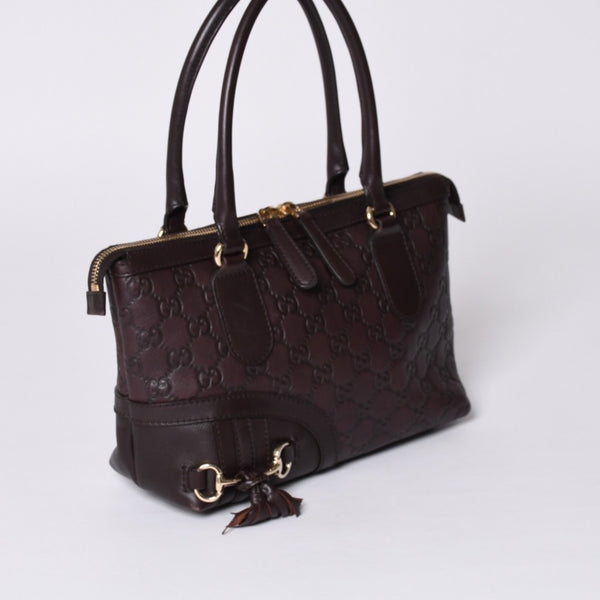 GUCCI グッチ ホースビット GGトートバッグ Hand Bag ハンドバッグ レザー 232964 ブラウン イタリア製 美品 中古 4a001066