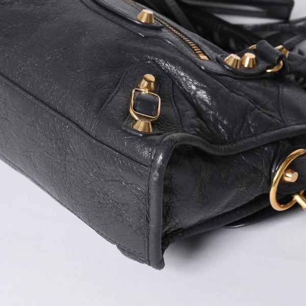 BALENCIAGA Giant Mini City 2WAY Handbag 300295 Black Leather Good Condition Used 4a001117