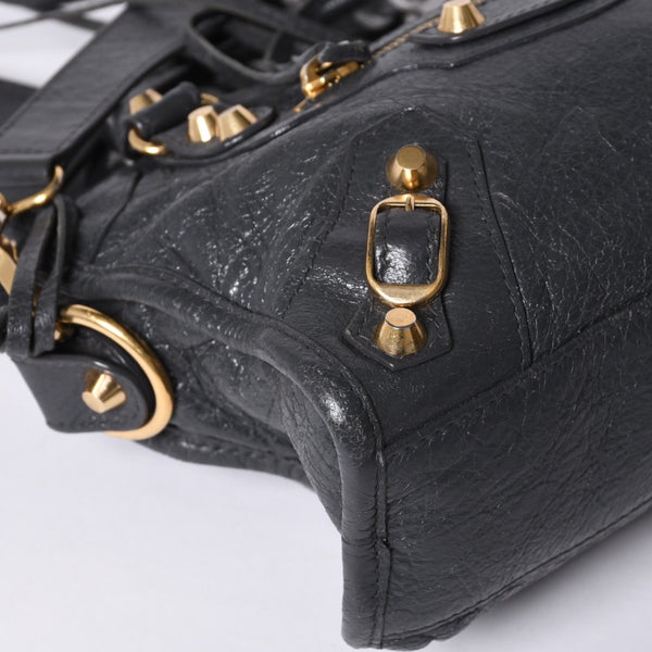 BALENCIAGA Giant Mini City 2WAY Handbag 300295 Black Leather Good Condition Used 4a001117