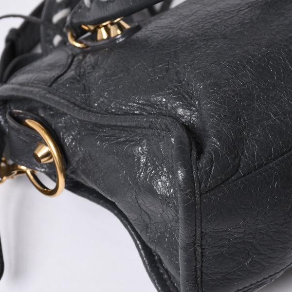 BALENCIAGA Giant Mini City 2WAY Handbag 300295 Black Leather Good Condition Used 4a001117