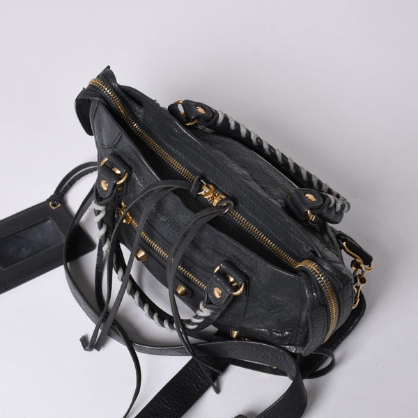BALENCIAGA Giant Mini City 2WAY Handbag 300295 Black Leather Good Condition Used 4a001117