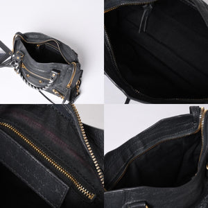 BALENCIAGA Giant Mini City 2WAY Handbag 300295 Black Leather Good Condition Used 4a001117
