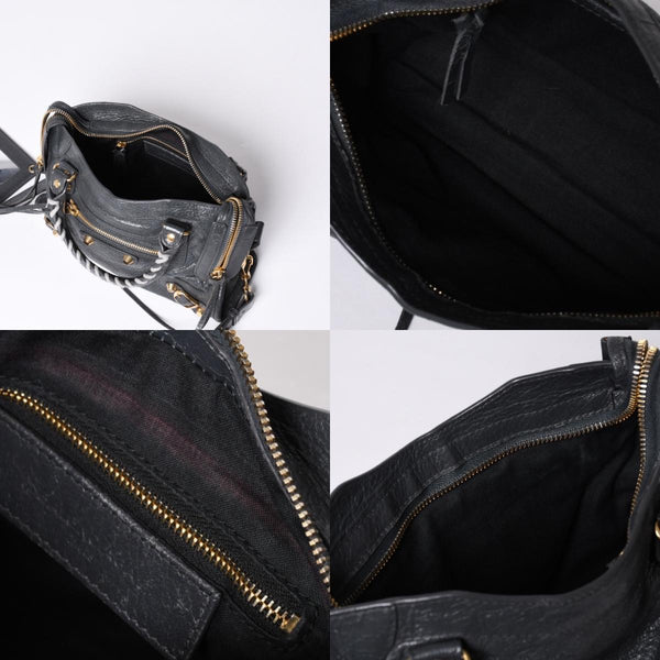BALENCIAGA Giant Mini City 2WAY Handbag 300295 Black Leather Good Condition Used 4a001117