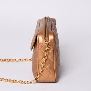 Very Good Condition CHANEL Chain Shoulder Bag No. 2 Coco Mark Coco Ball Lambskin Quilted Bronze Gold Hardware Used 4a000914