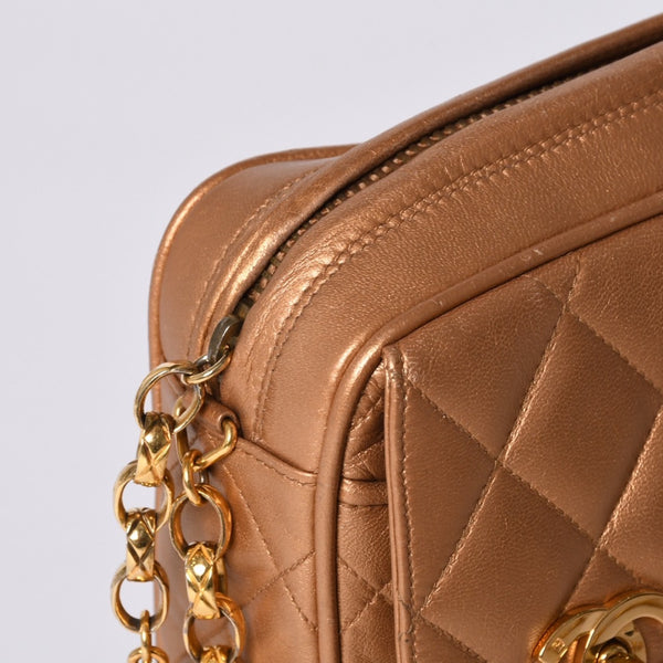 Very Good Condition CHANEL Chain Shoulder Bag No. 2 Coco Mark Coco Ball Lambskin Quilted Bronze Gold Hardware Used 4a000914