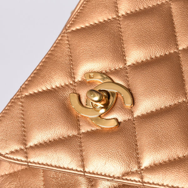 Very Good Condition CHANEL Chain Shoulder Bag No. 2 Coco Mark Coco Ball Lambskin Quilted Bronze Gold Hardware Used 4a000914