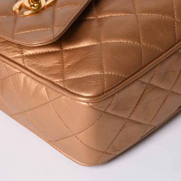 Very Good Condition CHANEL Chain Shoulder Bag No. 2 Coco Mark Coco Ball Lambskin Quilted Bronze Gold Hardware Used 4a000914