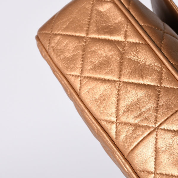 Very Good Condition CHANEL Chain Shoulder Bag No. 2 Coco Mark Coco Ball Lambskin Quilted Bronze Gold Hardware Used 4a000914