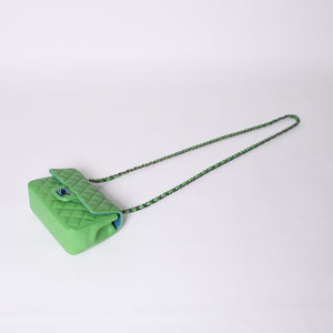 Very Good Condition CHANEL Mini Matelasse 20 S Flap S Chain Shoulder Bag No. 31 Coco Mark Lambskin Green Used 4a001225